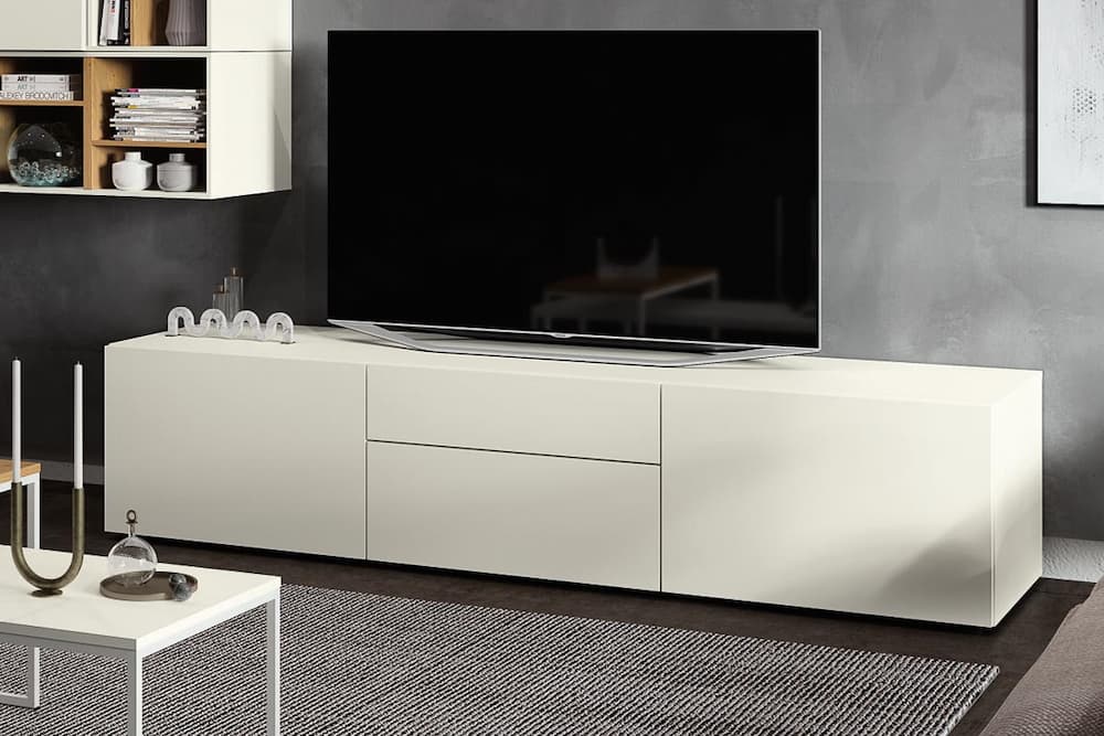 بازار فروش میز تلویزیون هایگلاس در رنگ سفید